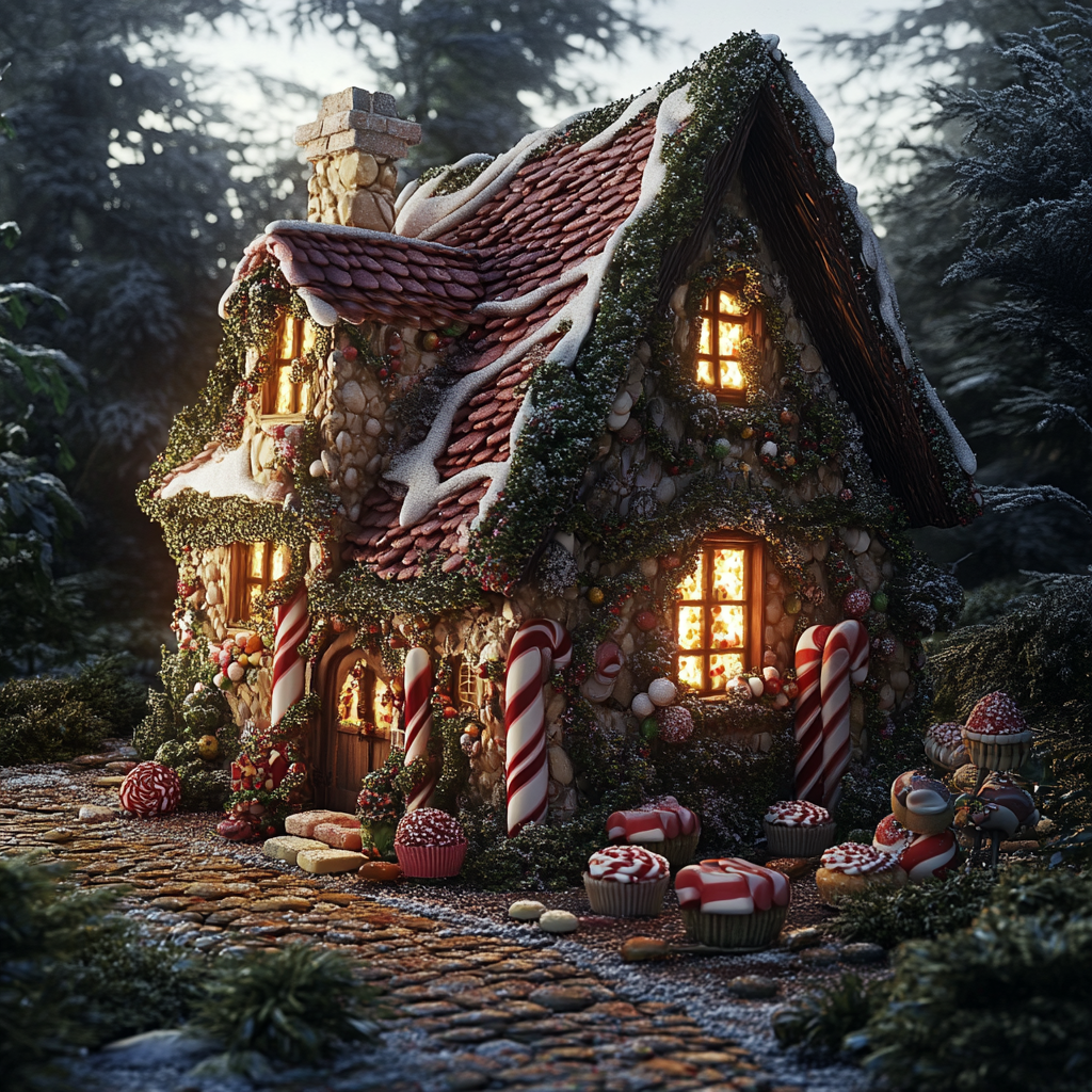 Une maison sur le thème des contes de fées Hansel et Gretel | Source : Midjourney