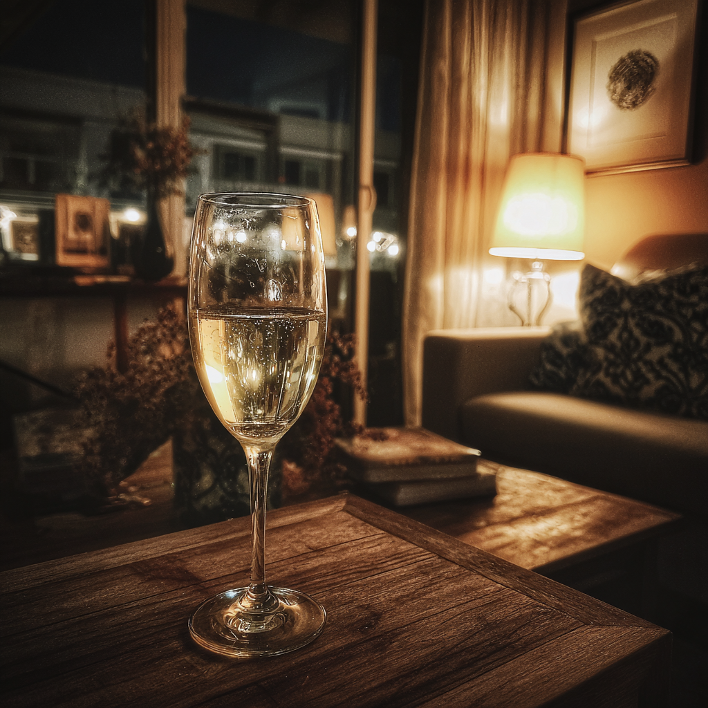 Un verre de Prosecco sur une table | Source : Midjourney