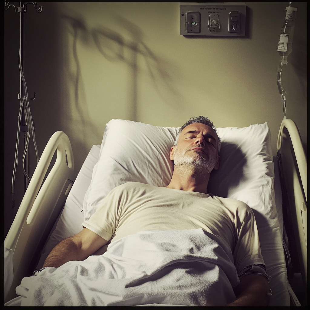 Un homme dans un lit d'hôpital | Source : Midjourney