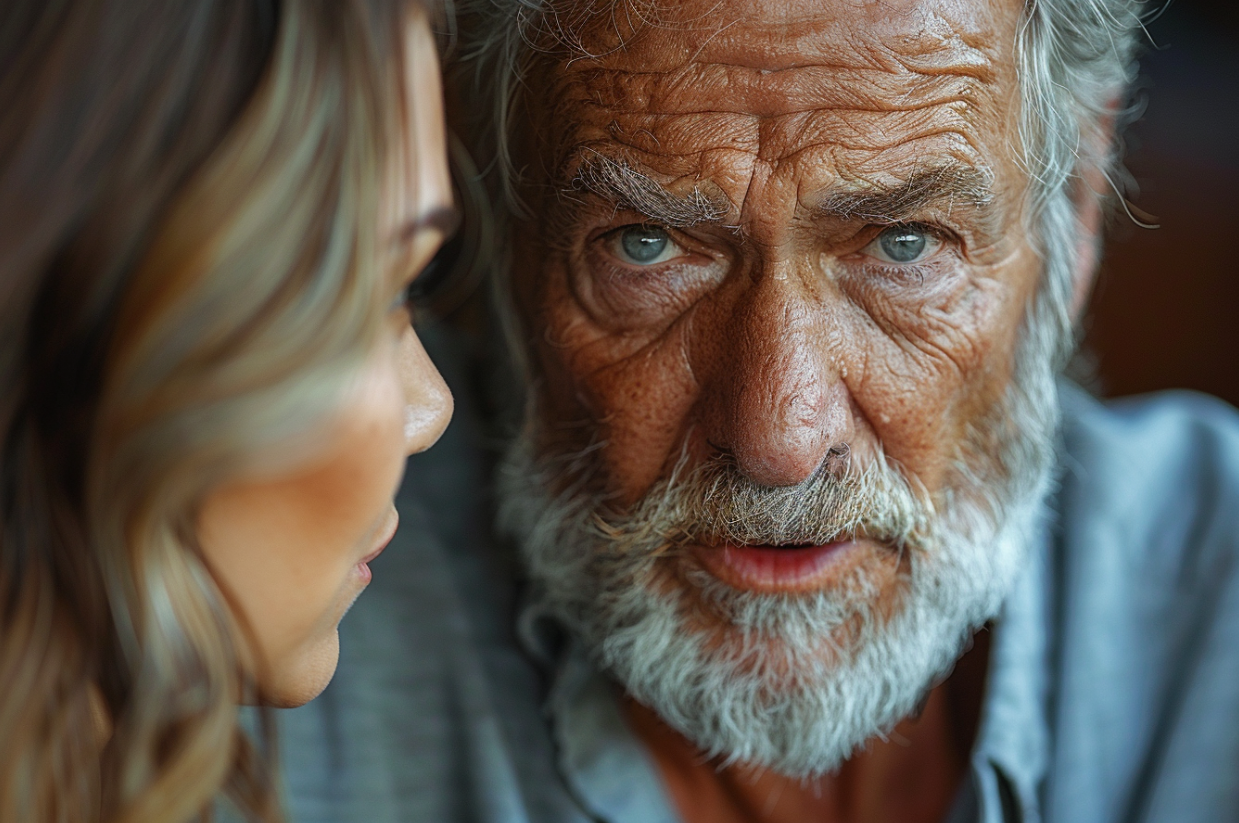 Un homme plus âgé qui parle à une femme | Source : Midjourney