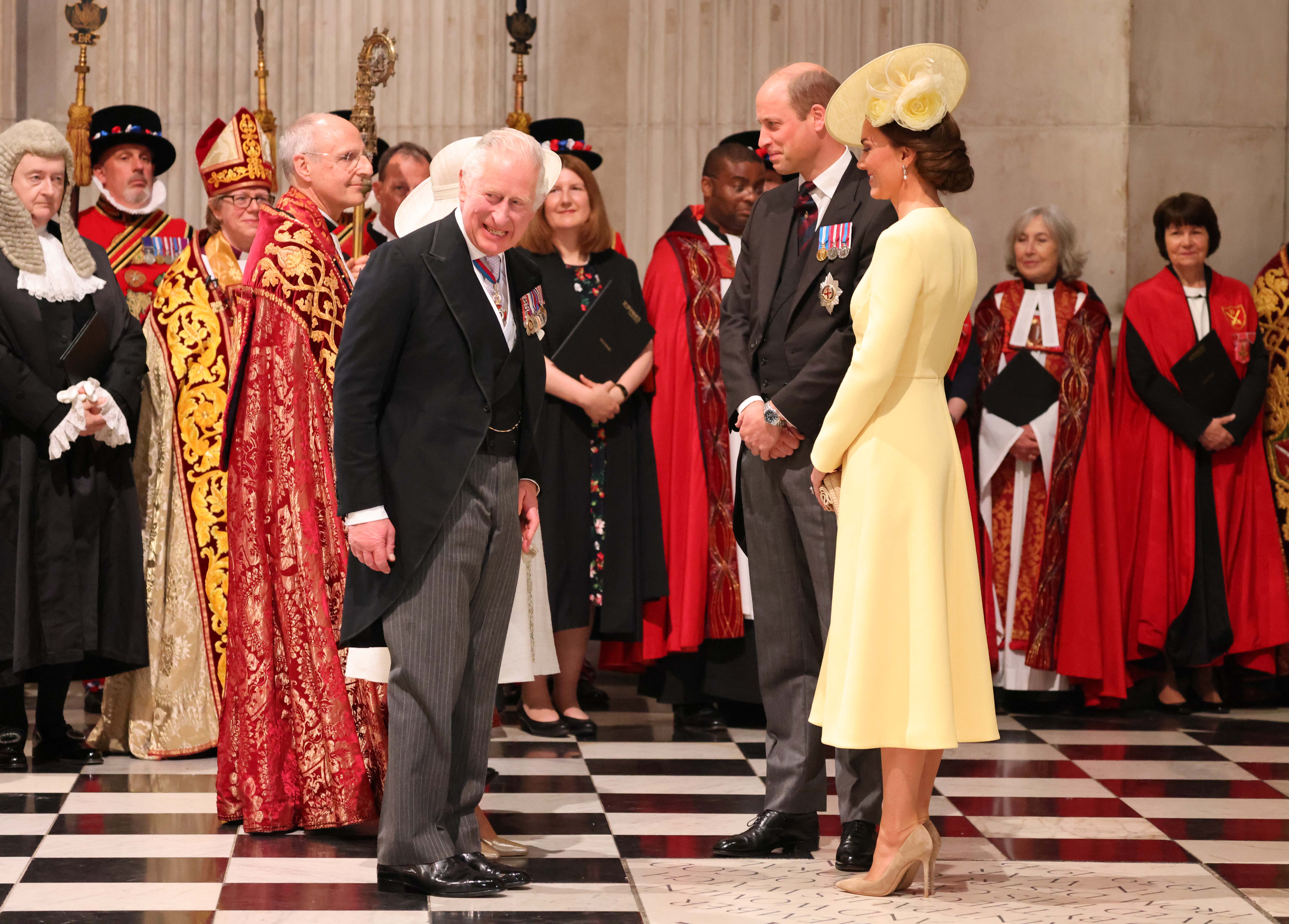 Le roi Charles III, la princesse Catherine et le prince William à la cathédrale Saint-Paul pour le service d'action de grâce pour la reine. le 3 juin 2022 à Londres, Angleterre | Source : Getty Images