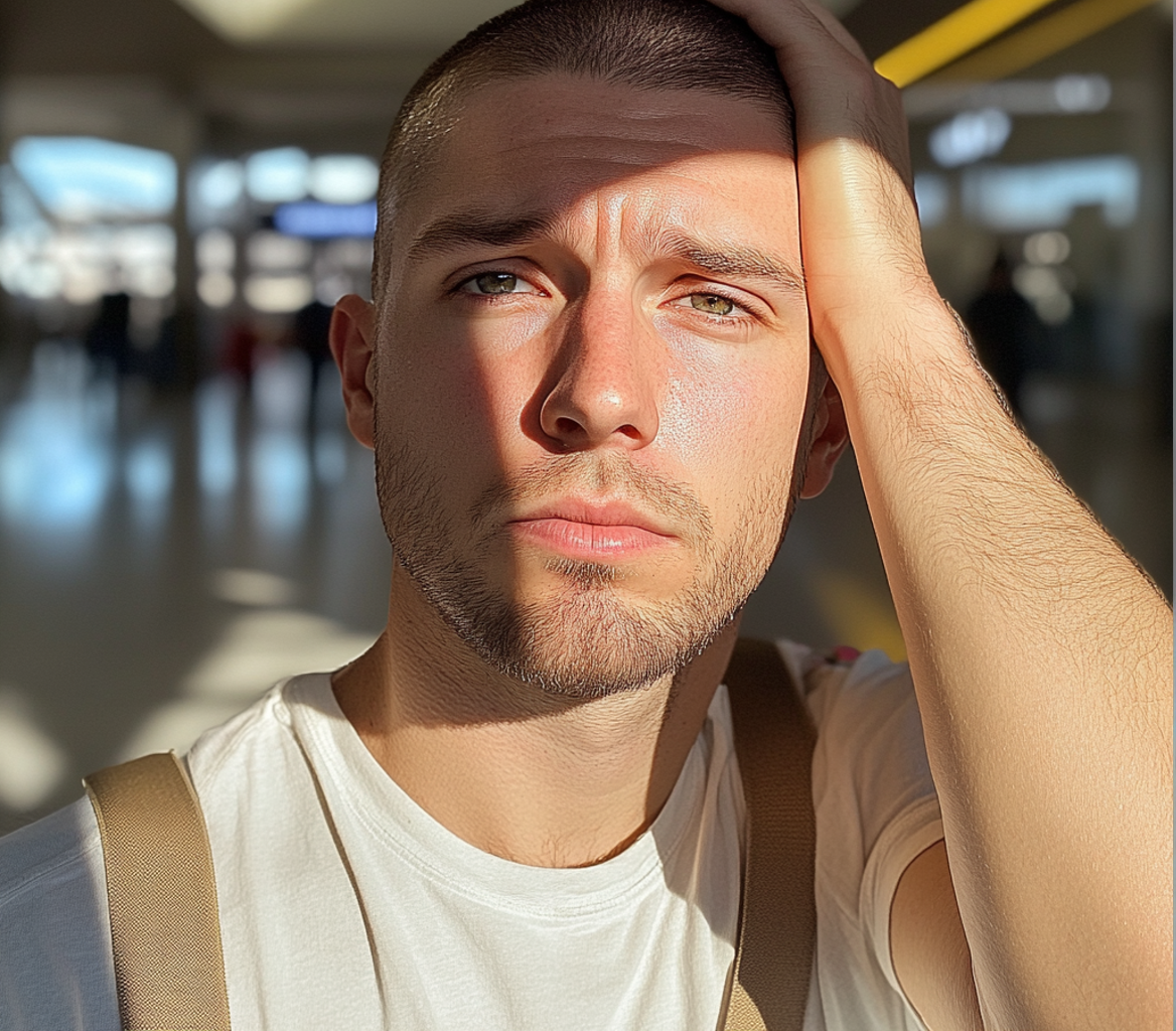 Gros plan sur un homme qui se tient la tête | Source : Midjourney