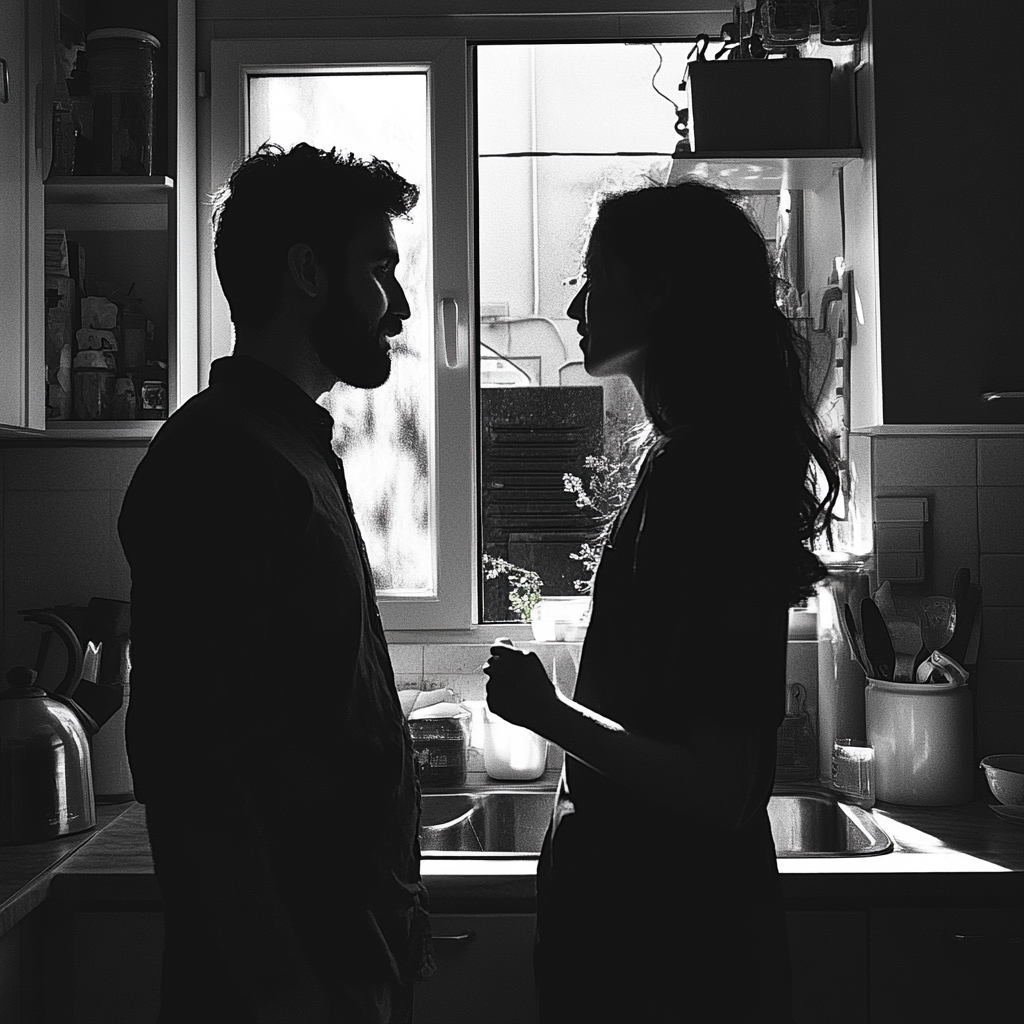 Un couple discutant dans la cuisine | Source : Midjourney