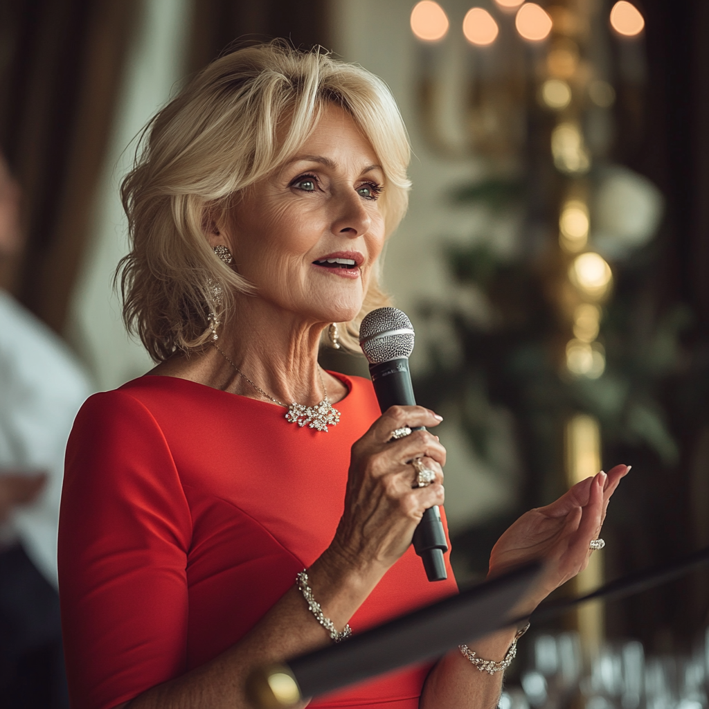 Une femme prononçant un discours | Source : Midjourney