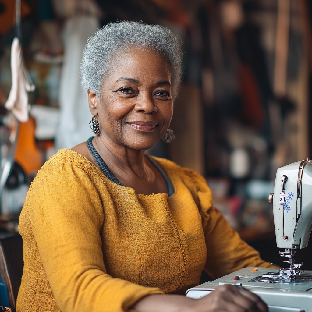 Une femme avec une machine à coudre | Source : Midjourney