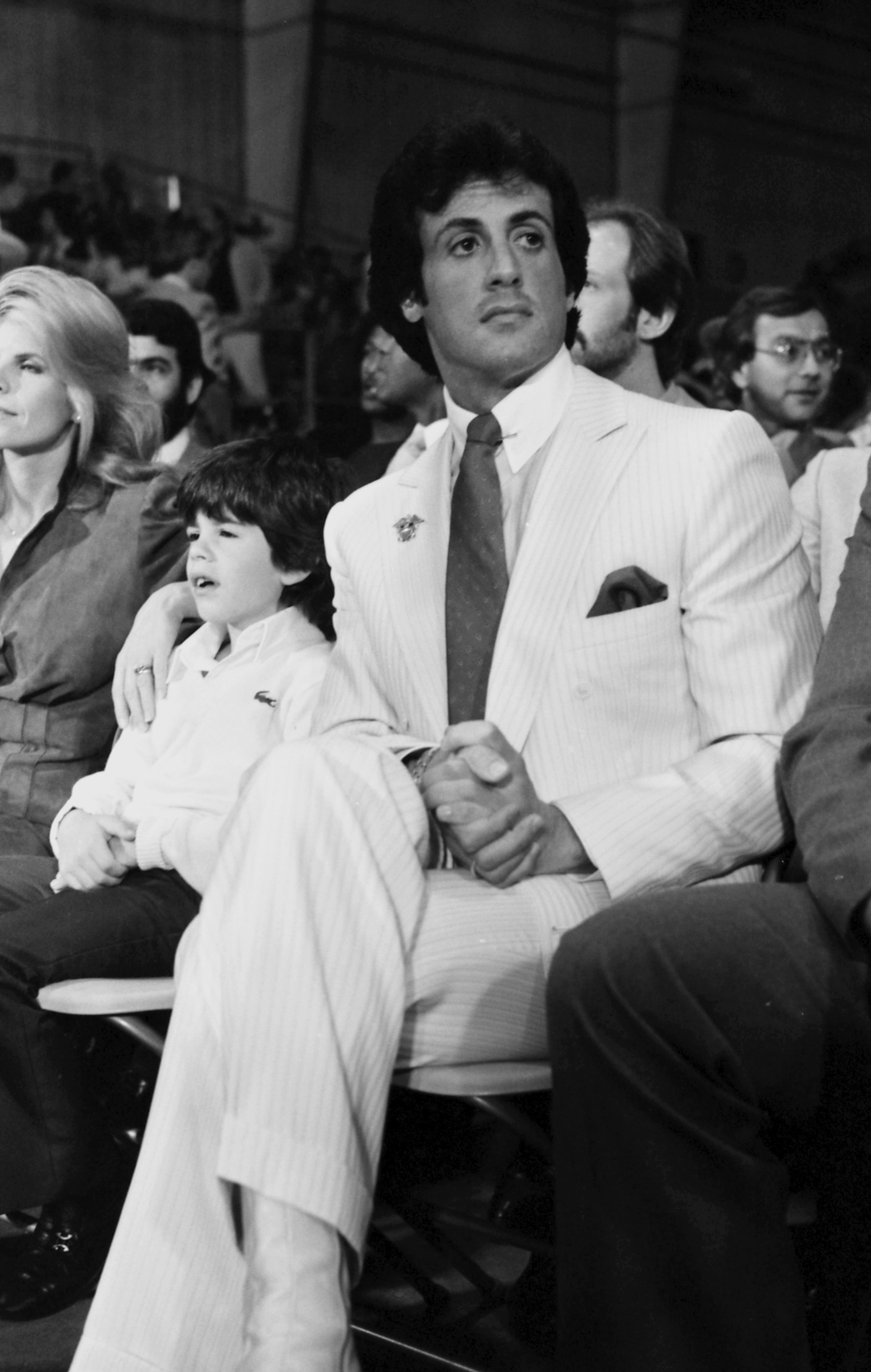 Sylvester Stallone, Sasha Czack et Sage Stallone le 30 octobre 1982 | Source : Getty Images