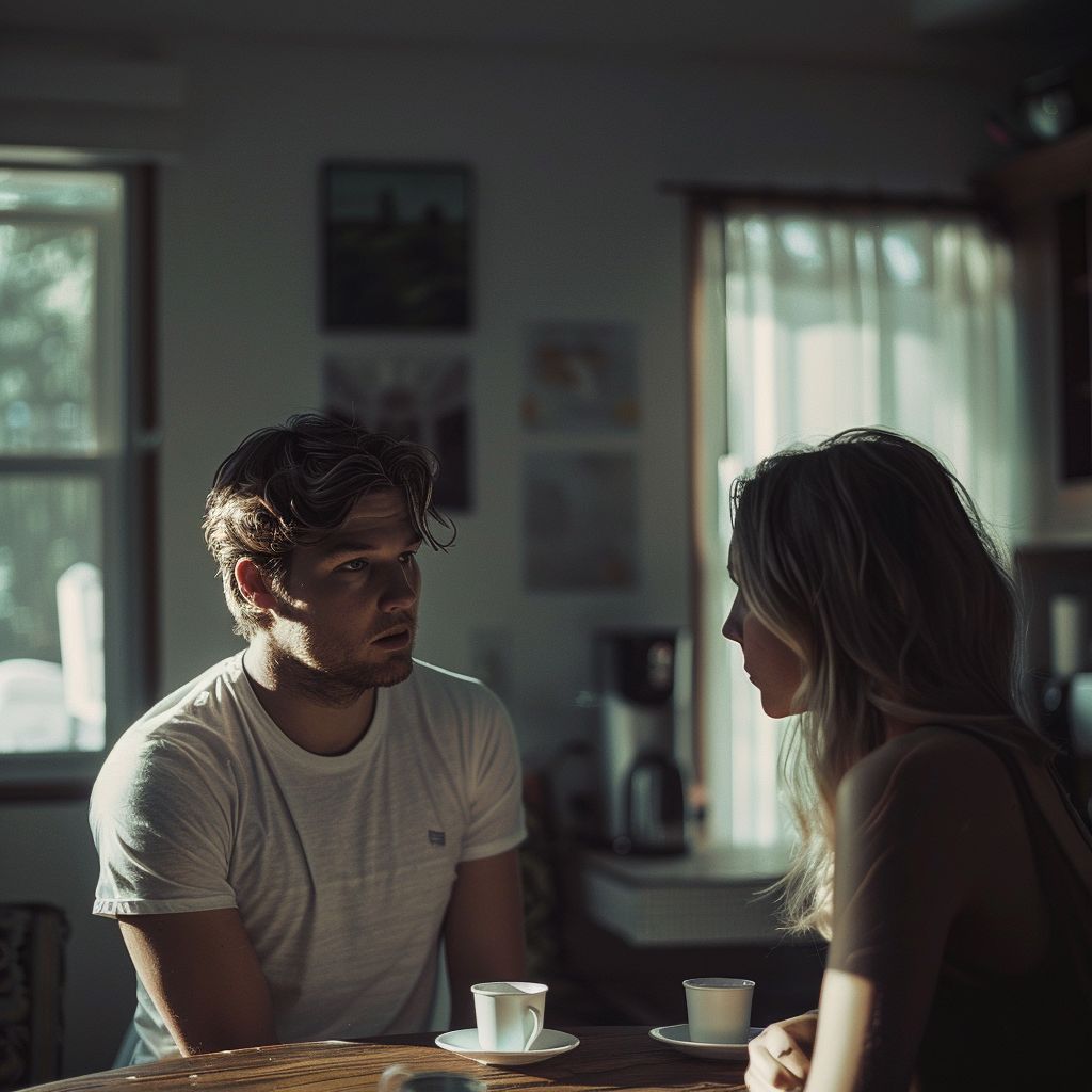 Un couple assis à la table de la cuisine | Source : Midjourney