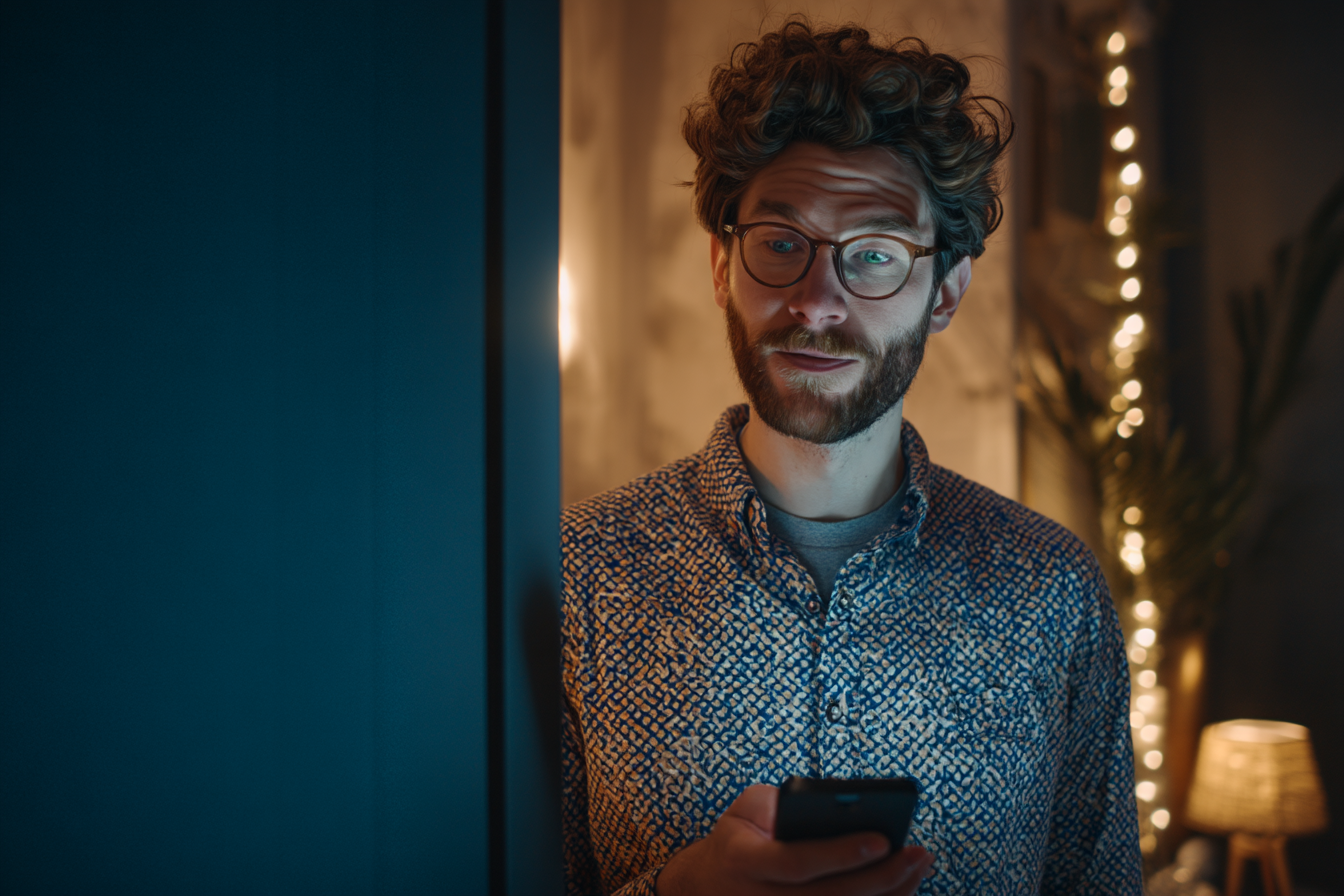 Un homme tenant son téléphone | Source : Midjourney