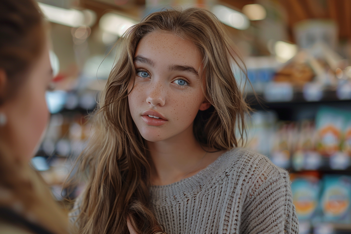 Une jeune femme dans un supermarché | Source : Midjourney