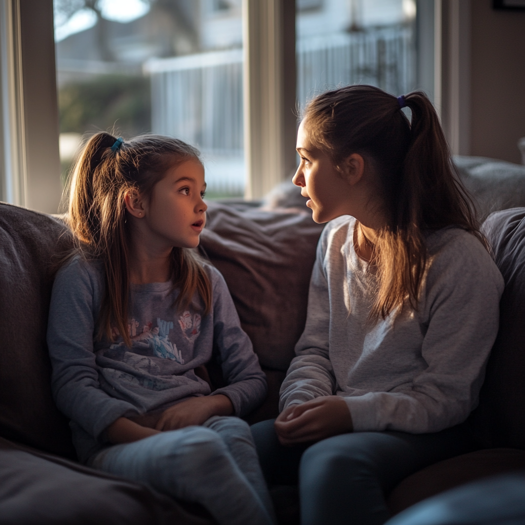 Une fille qui parle à sa sœur | Source : Midjourney