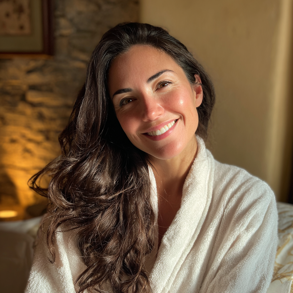 Une femme souriante portant une robe blanche | Source : Midjourney