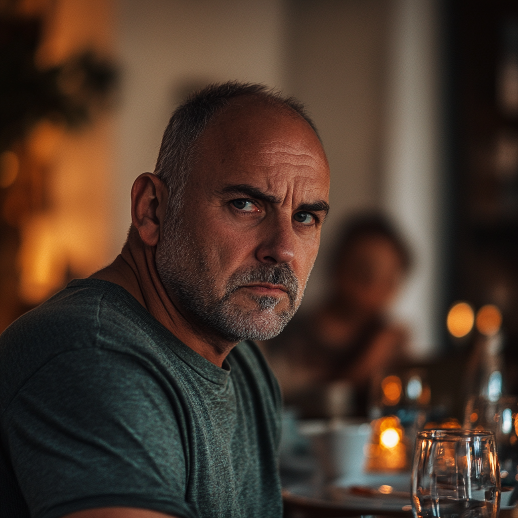 Un homme en colère lors d'un dîner | Source : Midjourney