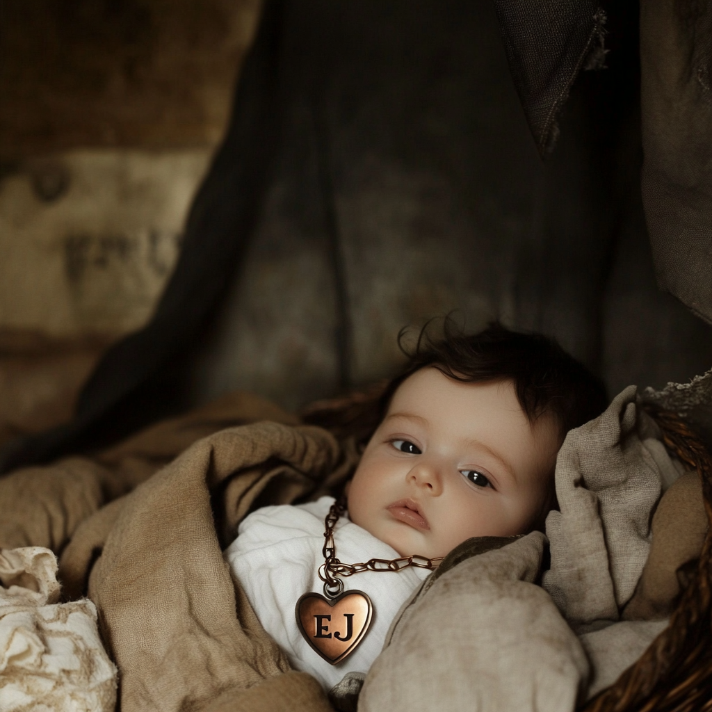 Un bébé portant un pendentif en forme de cœur | Source : Midjourney