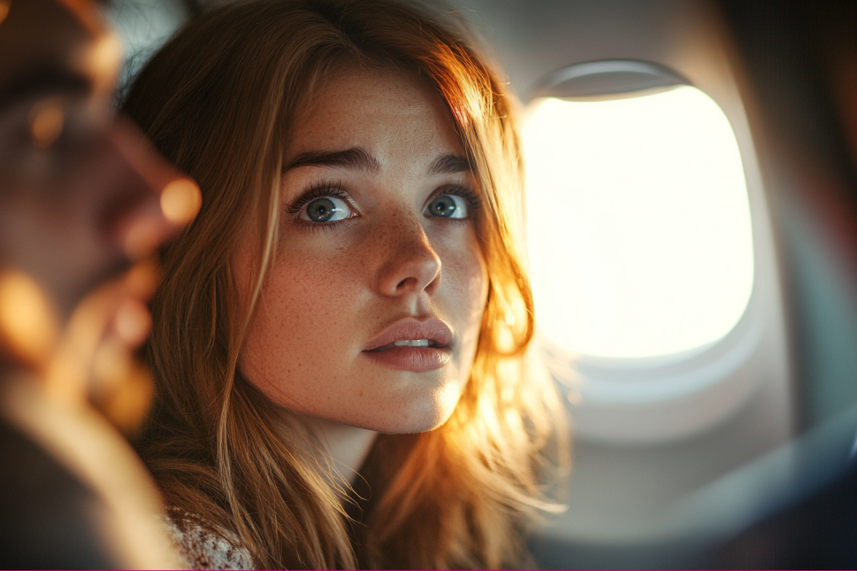 Une femme dans un avion | Source : Midjourney