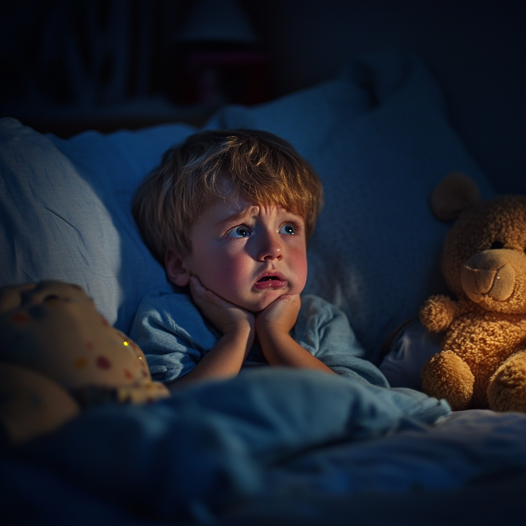 Un enfant qui pleure dans sa chambre | Source : Midjourney