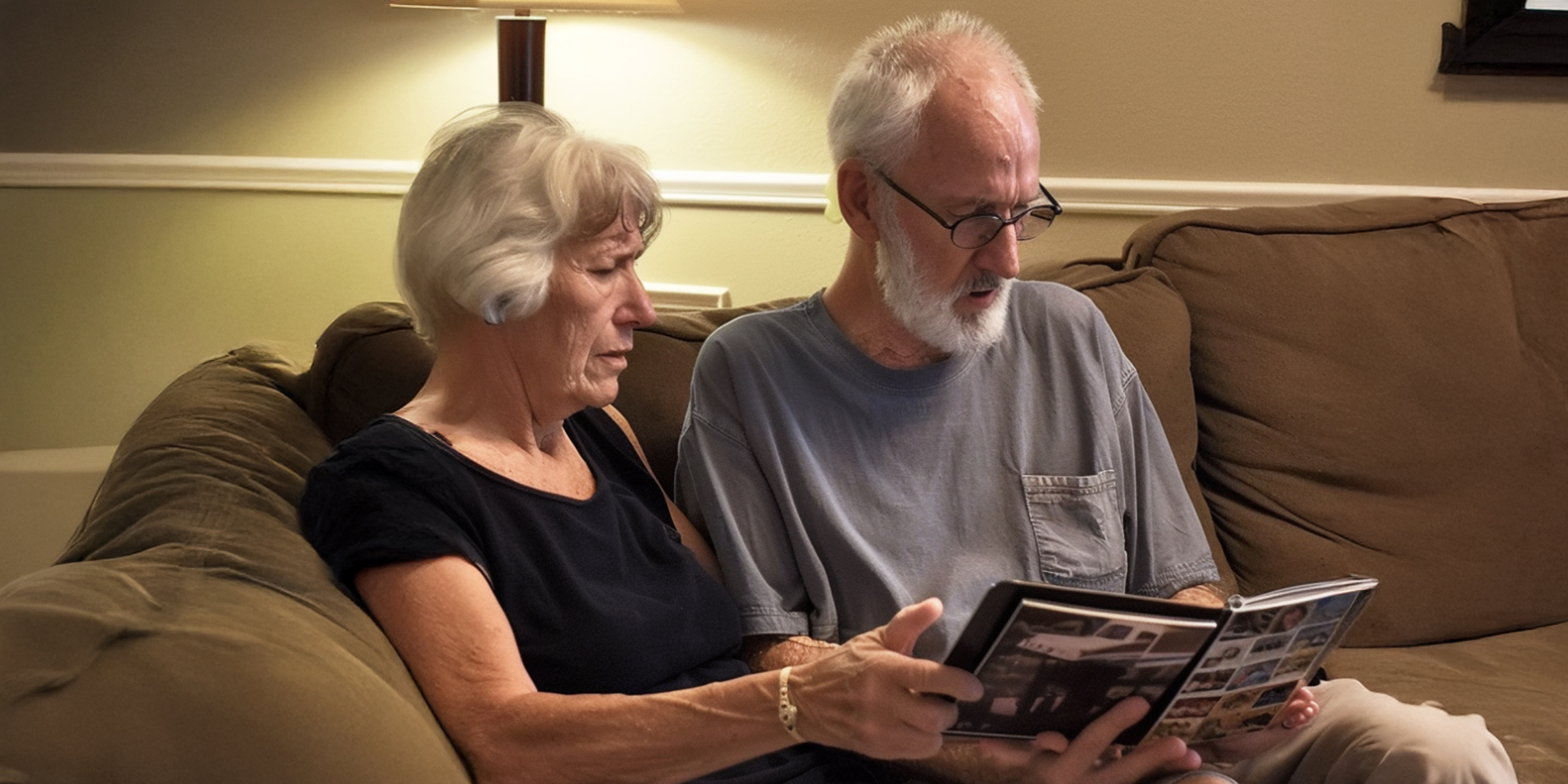 Un couple regardant un album photo | Source : Midjourney