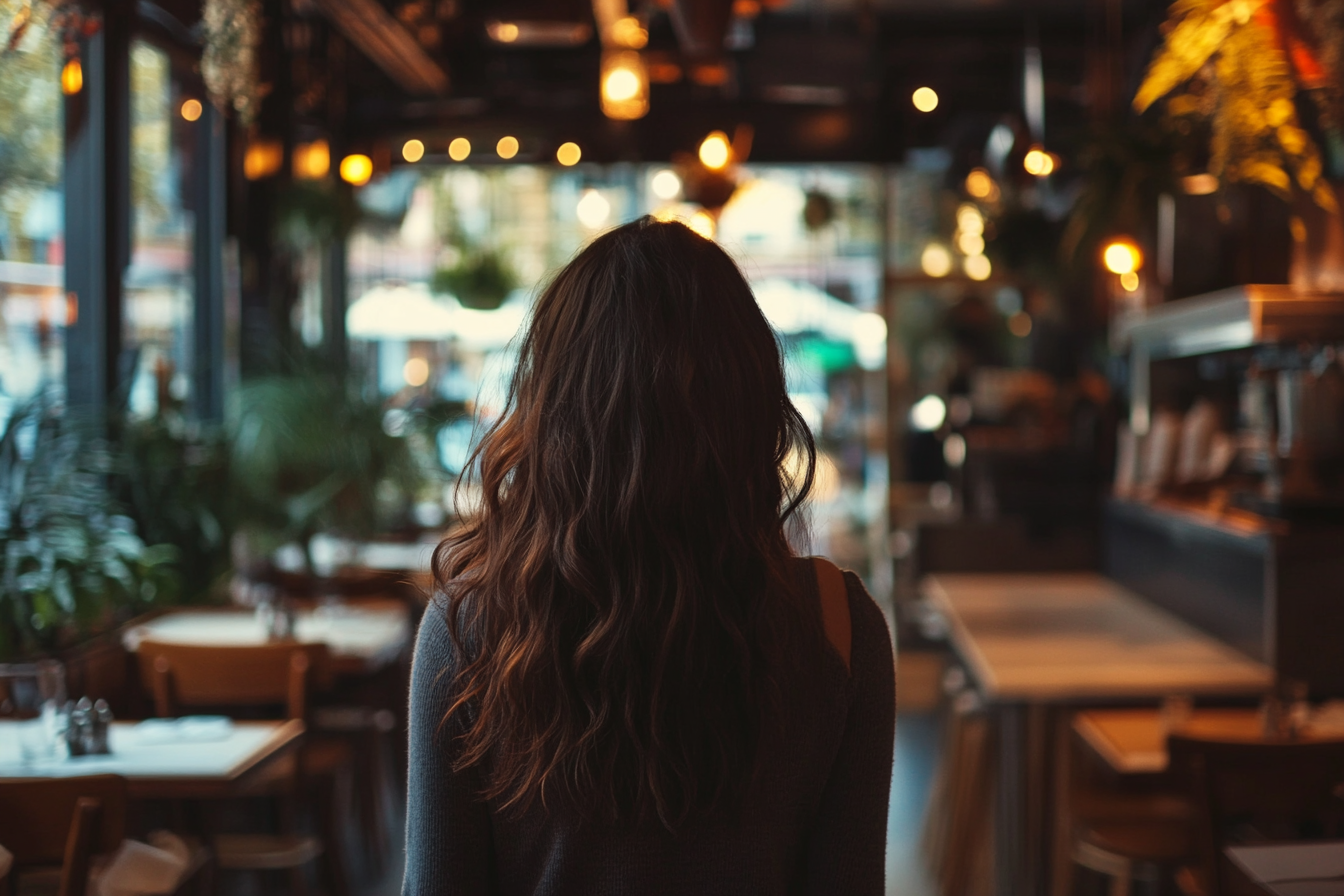 Une femme marchant dans un restaurant | Source : Midjourney