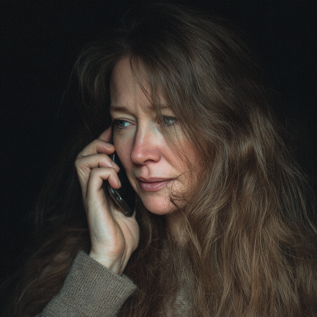 Gros plan sur une femme qui parle au téléphone | Source : Midjourney