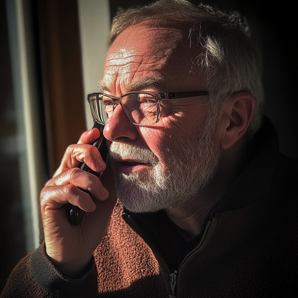 Un homme âgé qui parle au téléphone | Source : Midjourney