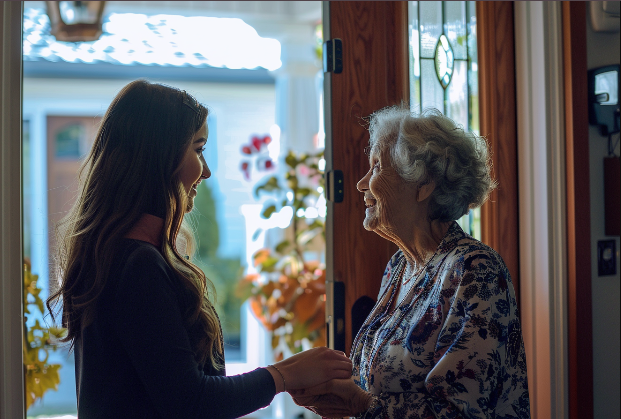 Une femme d'âge mûr saluant sa belle-fille | Source : MidJourney