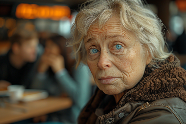 Une femme bouleversée qui regarde vers le haut | Source : Midjourney