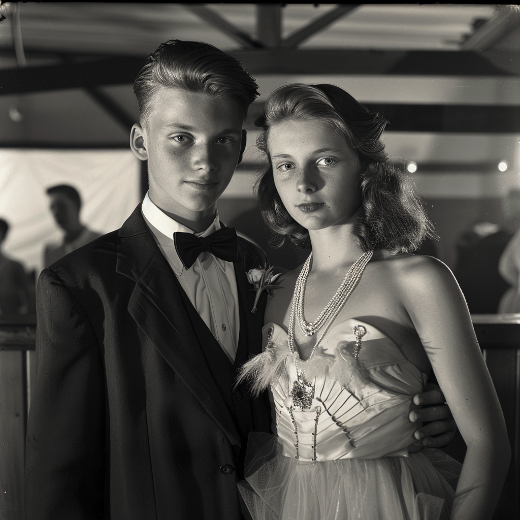 Un jeune couple au bal de fin d'année | Source : Midjourney