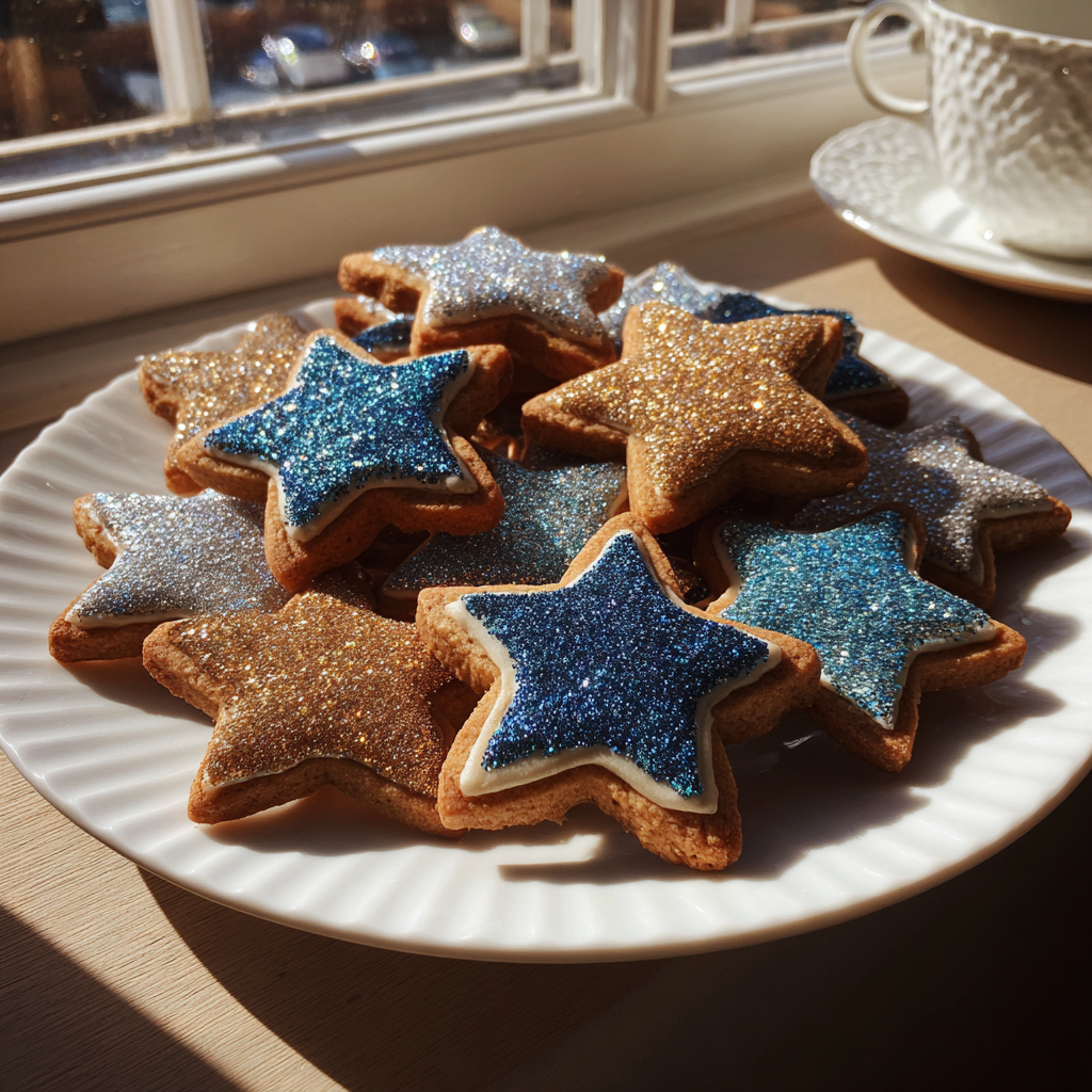 Une assiette de biscuits en forme d'étoile | Source : Midjourney