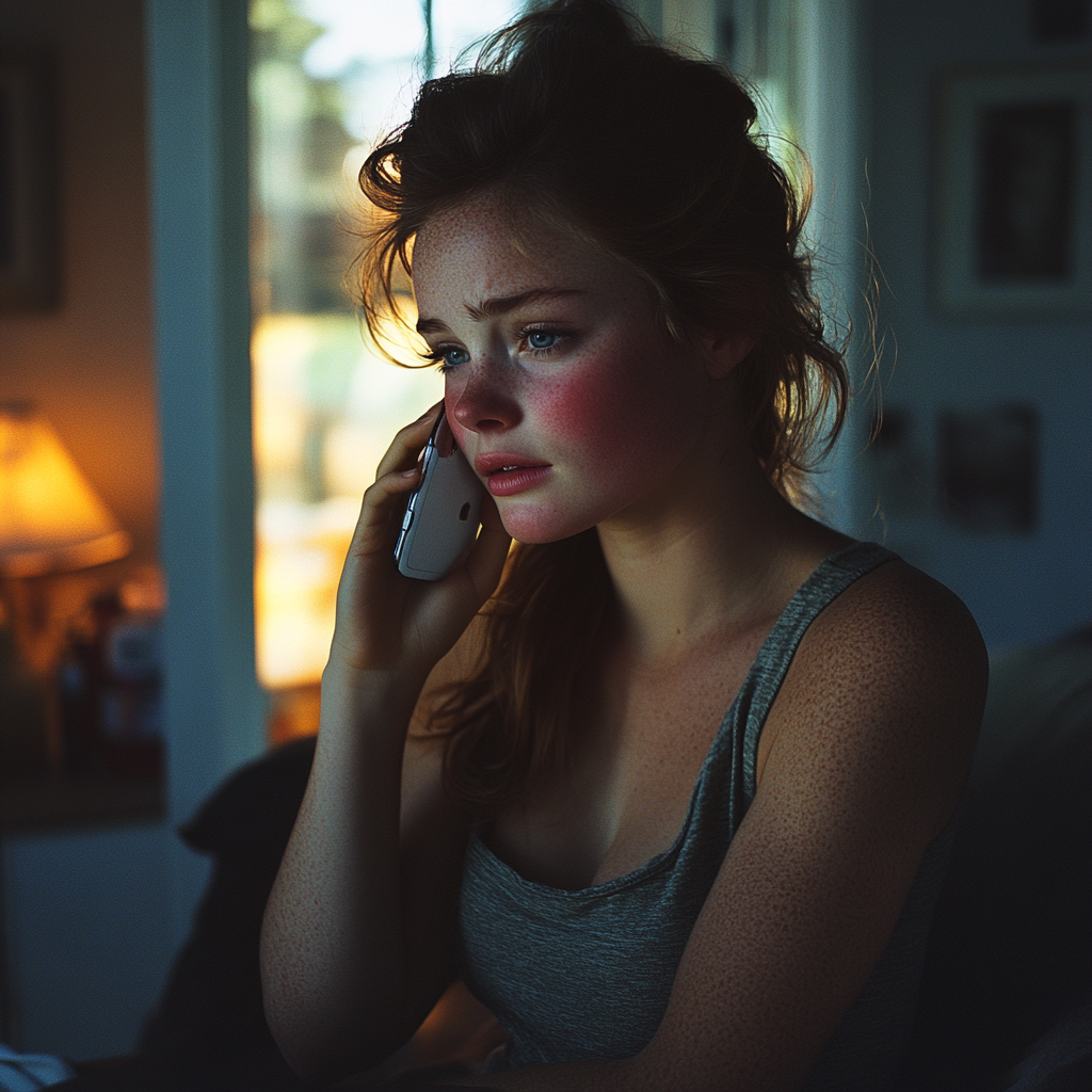 Une femme bouleversée qui passe des appels | Source : Midjourney