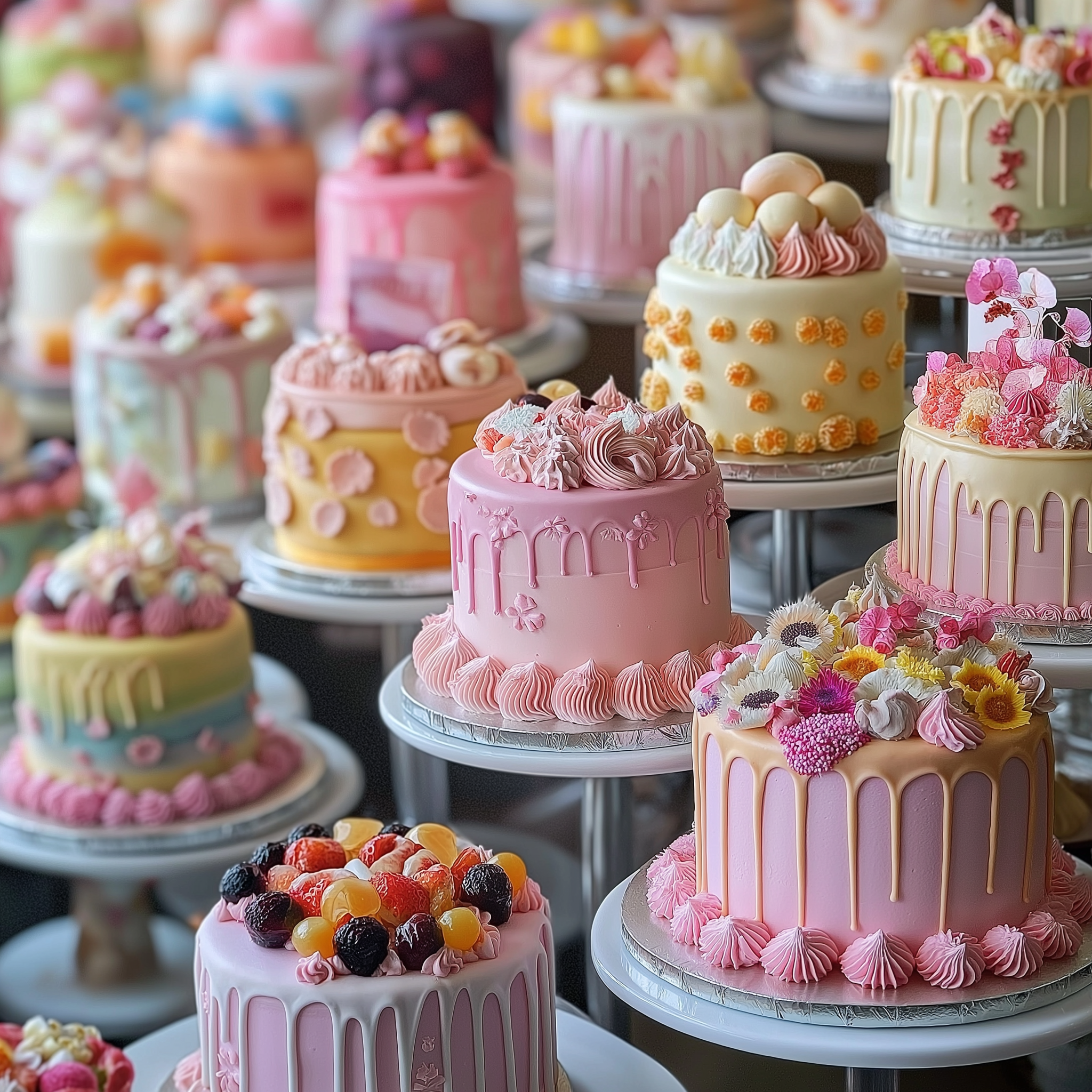 Gâteaux assortis dans une boulangerie | Source : Midjourney