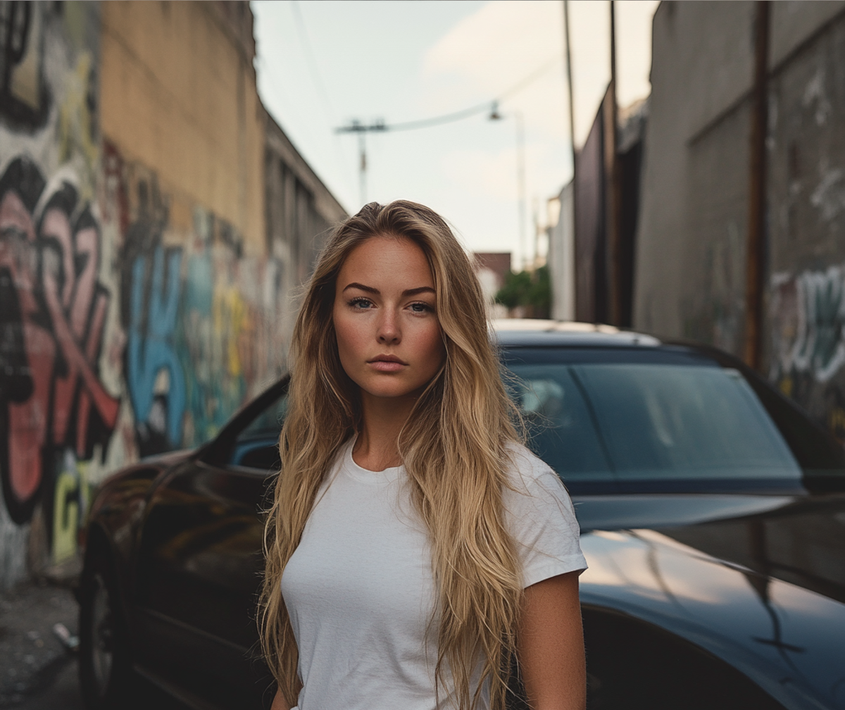 Une femme pensive debout dans une allée | Source : Midjourney