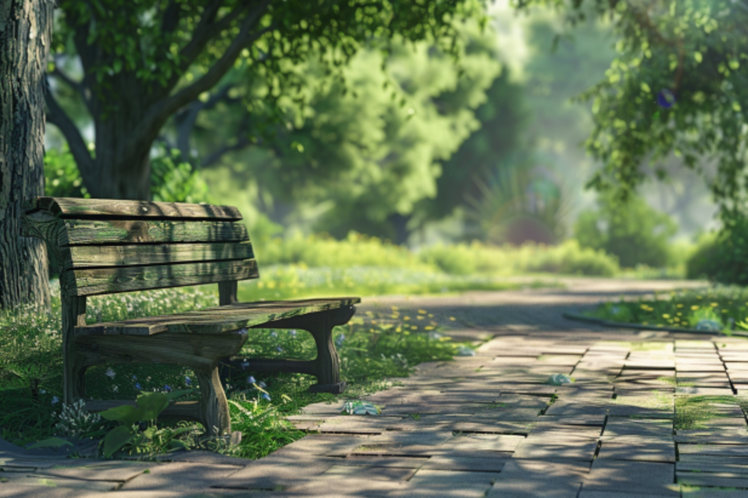 Le banc en bois du parc où Esther et William ont eu leur premier rendez-vous | Source : Midjourney