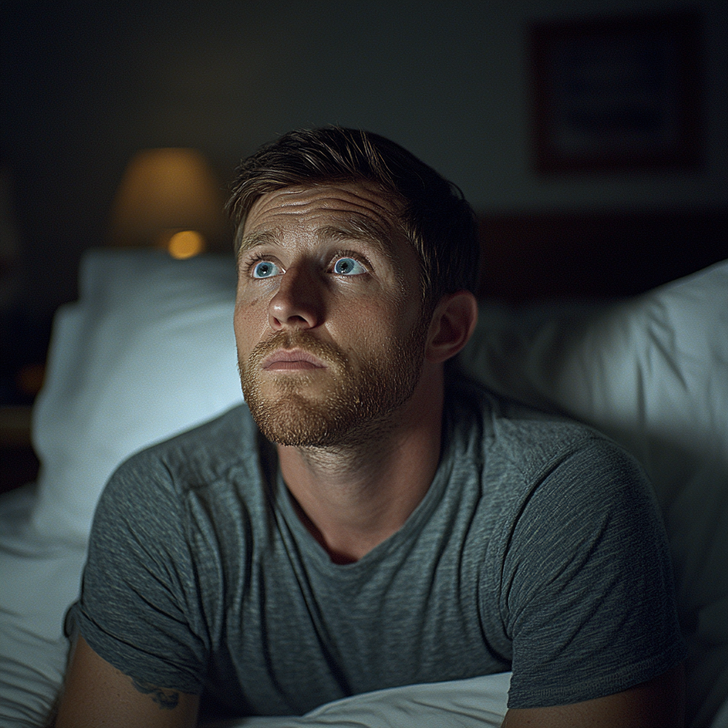 Un homme confus dans son lit | Source : Midjourney