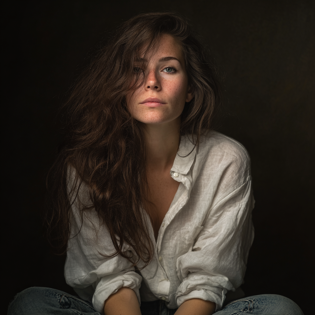 Une jeune femme pensive | Source : Midjourney