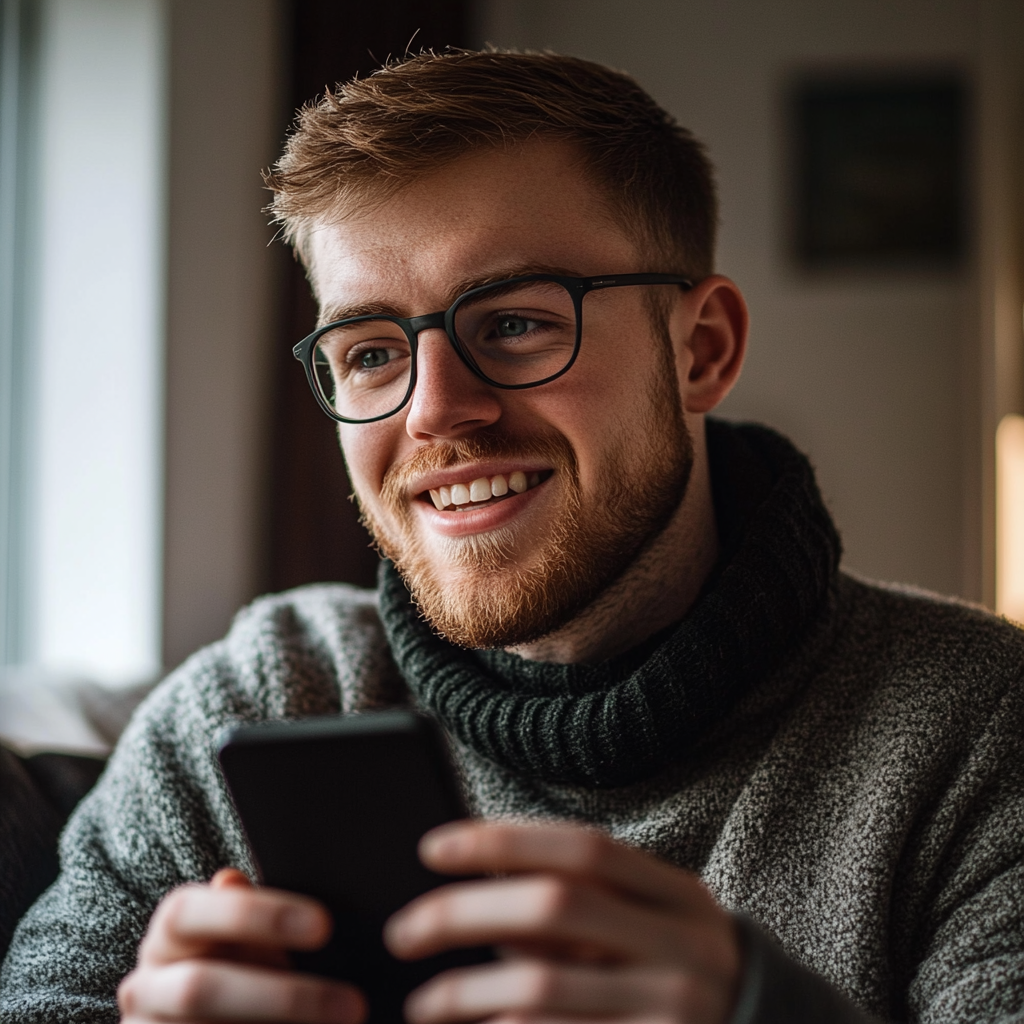 Un homme a l'air distrait alors qu'il utilise son téléphone | Source : Midjourney