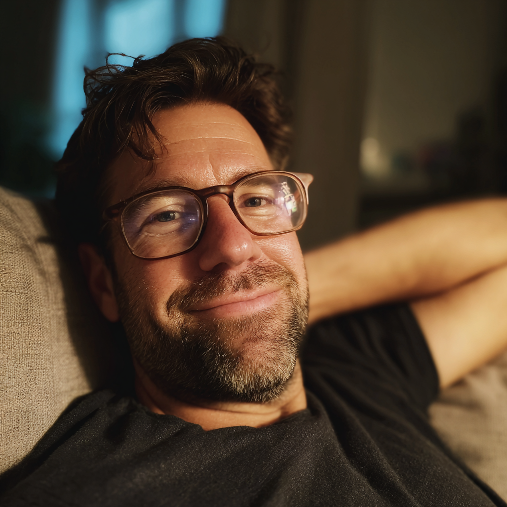 Un homme qui se détend sur un canapé | Source : Midjourney