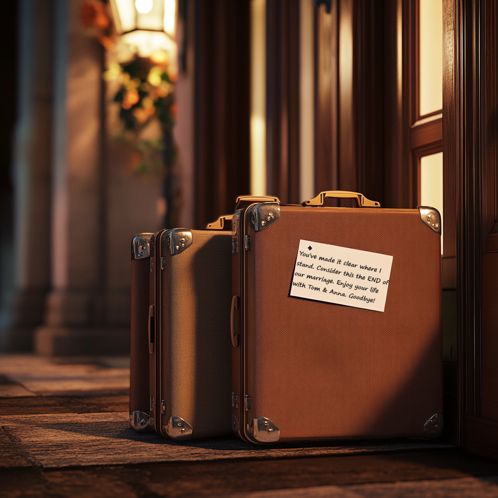 Une note collée sur une valise | Source : Midjourney