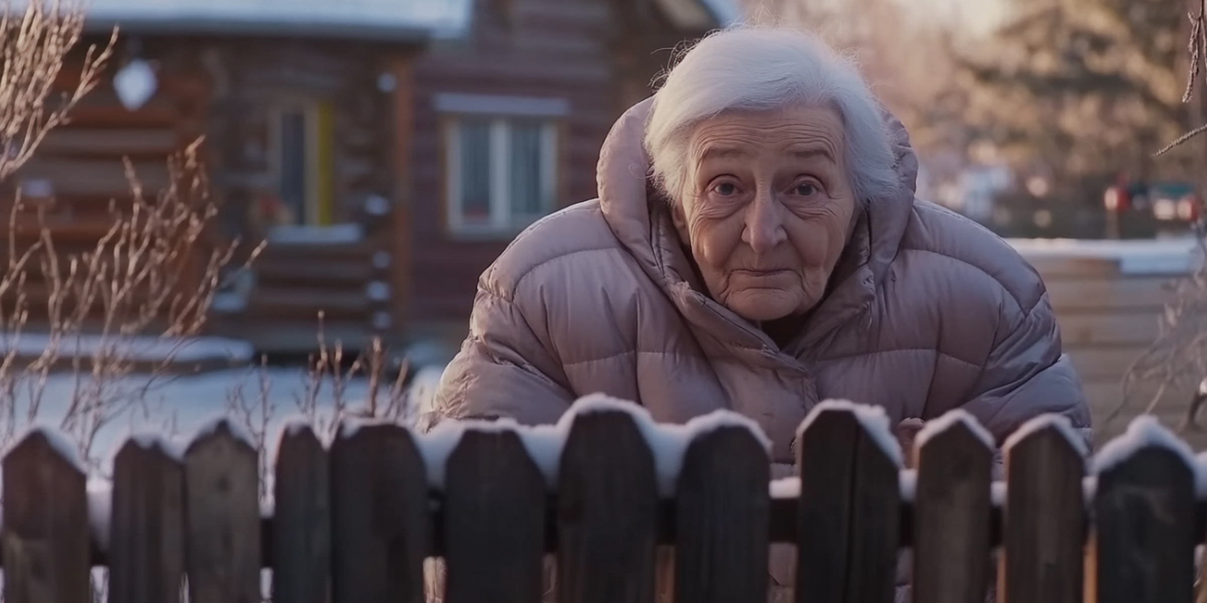 Une femme âgée et triste se tenant devant sa maison | Source : AmoMama