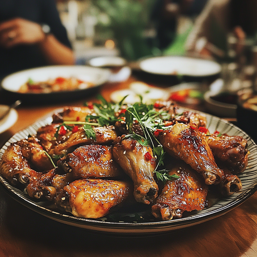 Un plateau d'ailes de poulet | Source : Midjourney