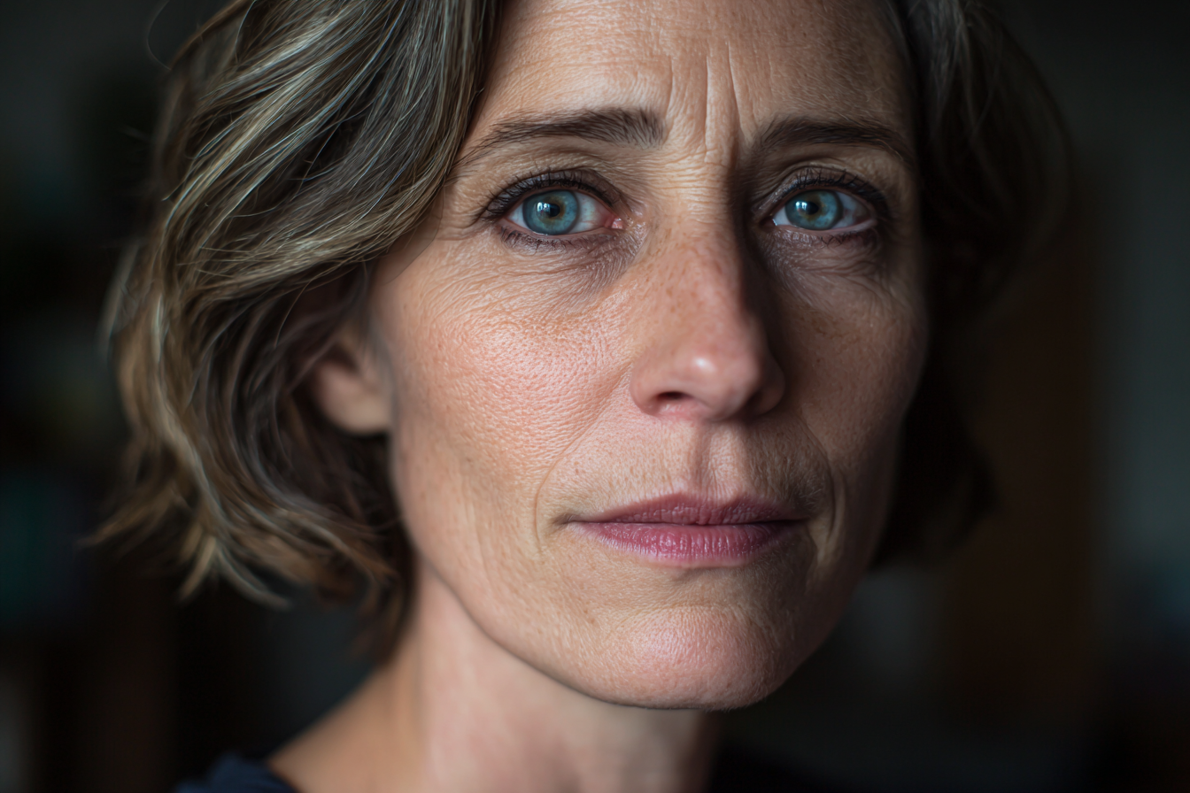 Une femme qui regarde droit devant elle | Source : Midjourney