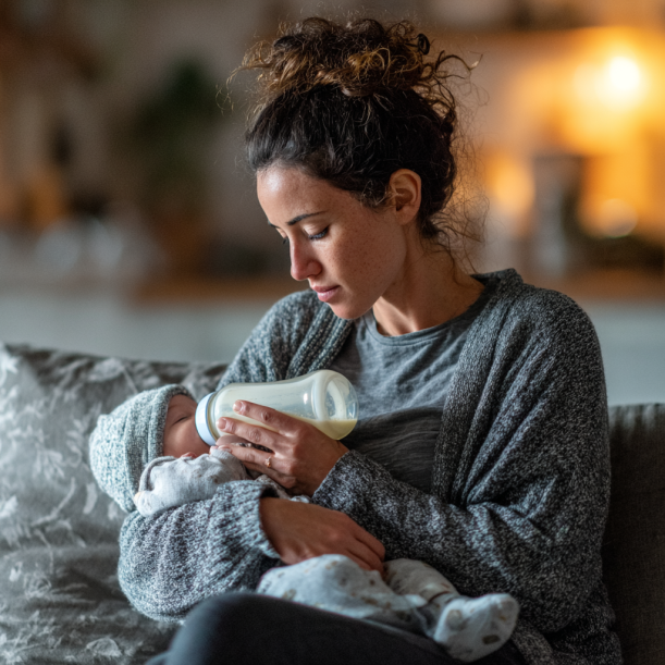 Une maman fatiguée qui nourrit son bébé | Source : Midjourney