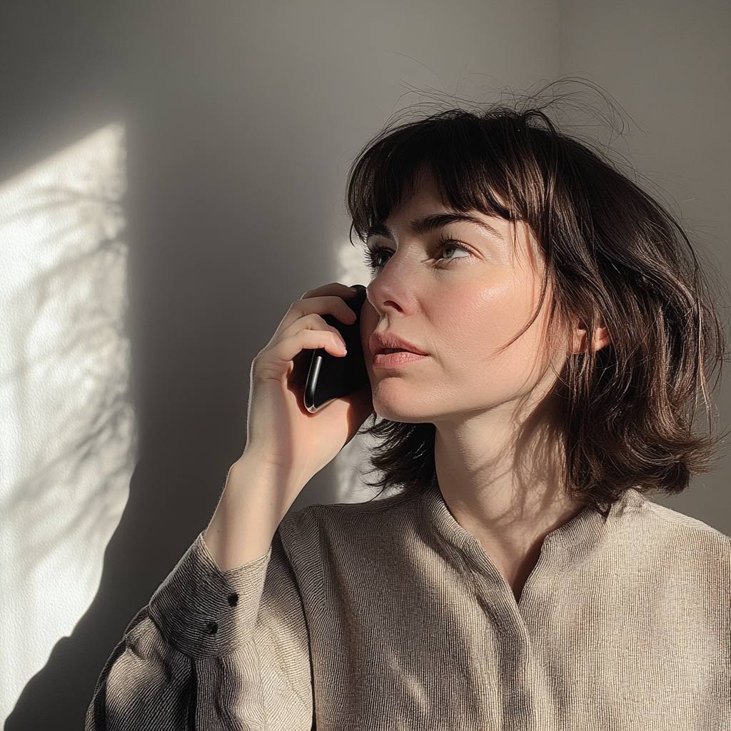 Une femme qui parle au téléphone | Source : Midjourney