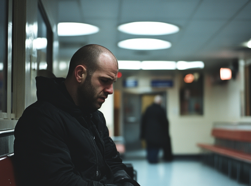 Un homme dans la salle d'attente d'un hôpital | Source : Midjourney