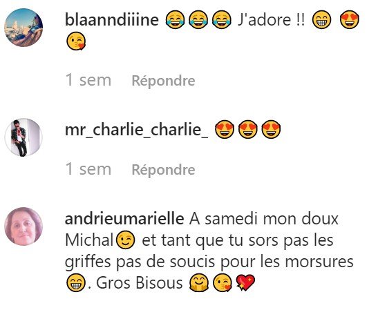 Les commentaires sur le compte Instagram de Michal. l Source : Instagram/ michal_officiel