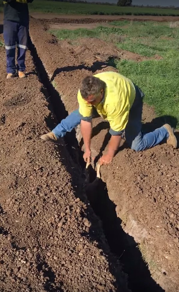 Le travailleur de la construction tire le kangourou du fossé où il a été piégé. | YouTube/ViralHog
