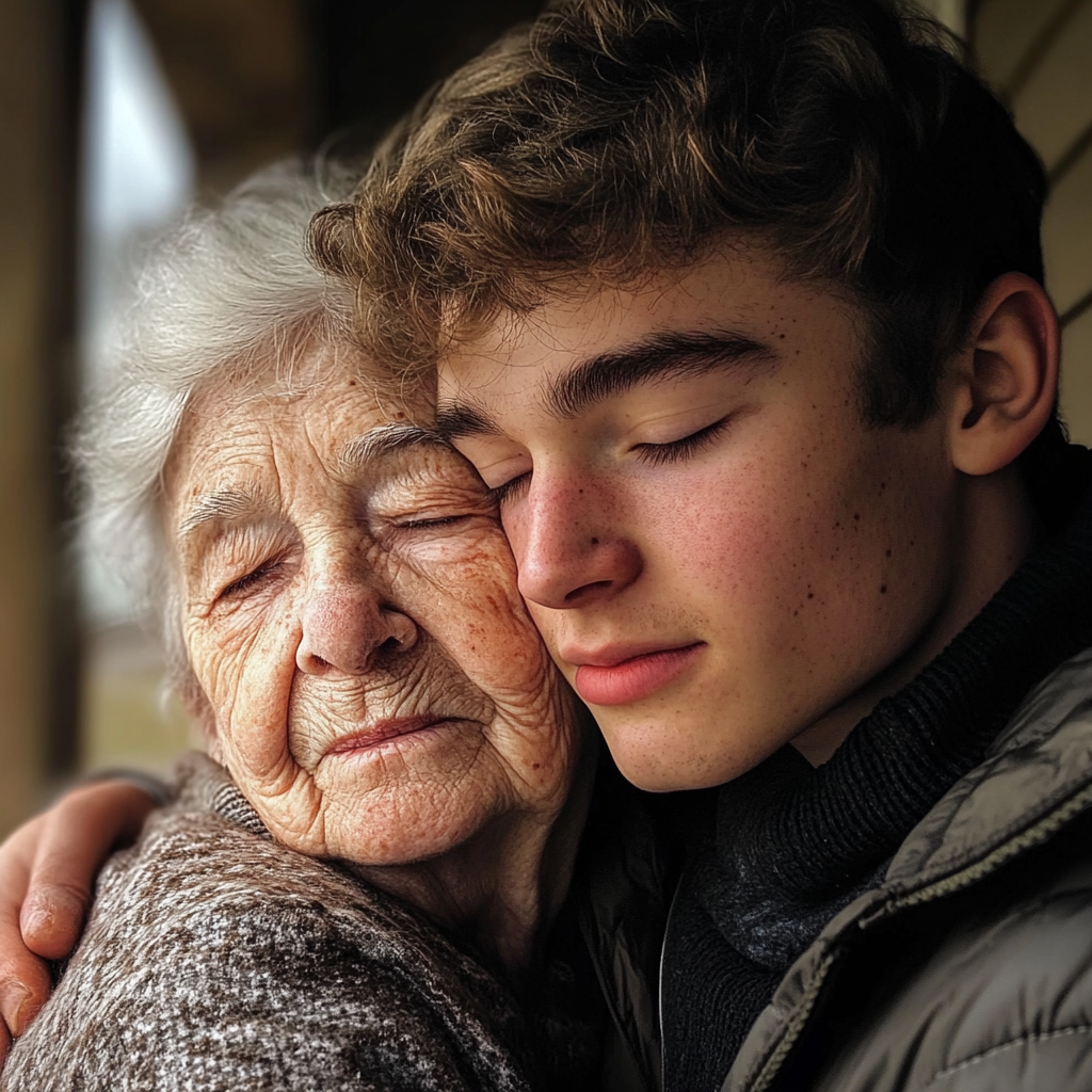 Un homme et sa mère âgée | Source : Midjourney