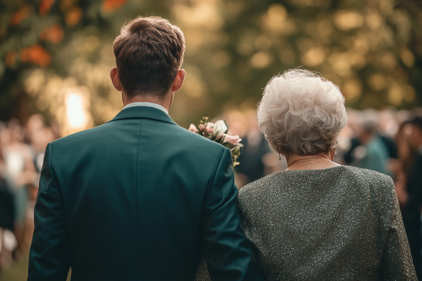 Un homme marchant dans l'allée avec sa mère | Source : Midjourney