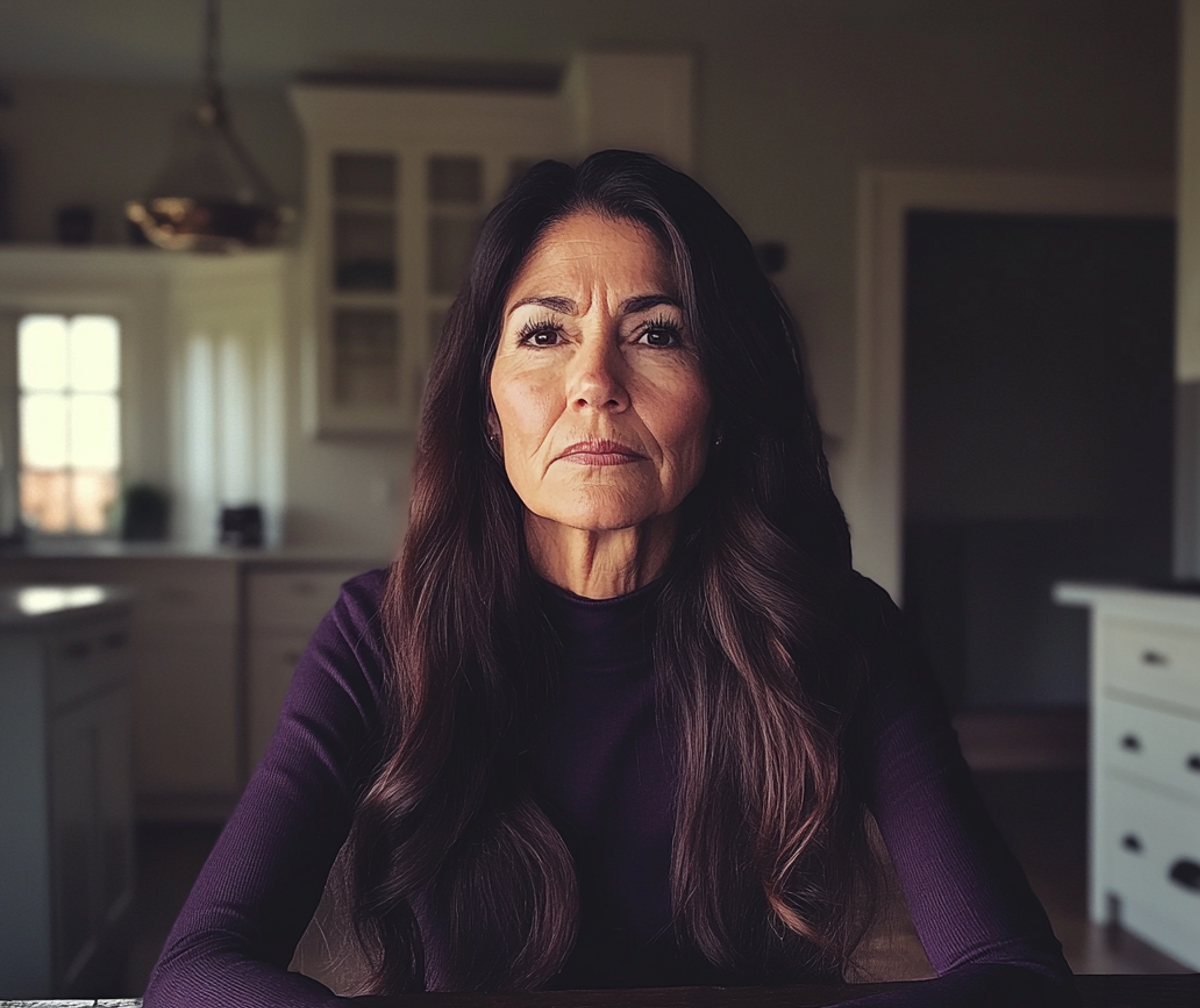 Une femme âgée assise à une table | Source : Midjourney
