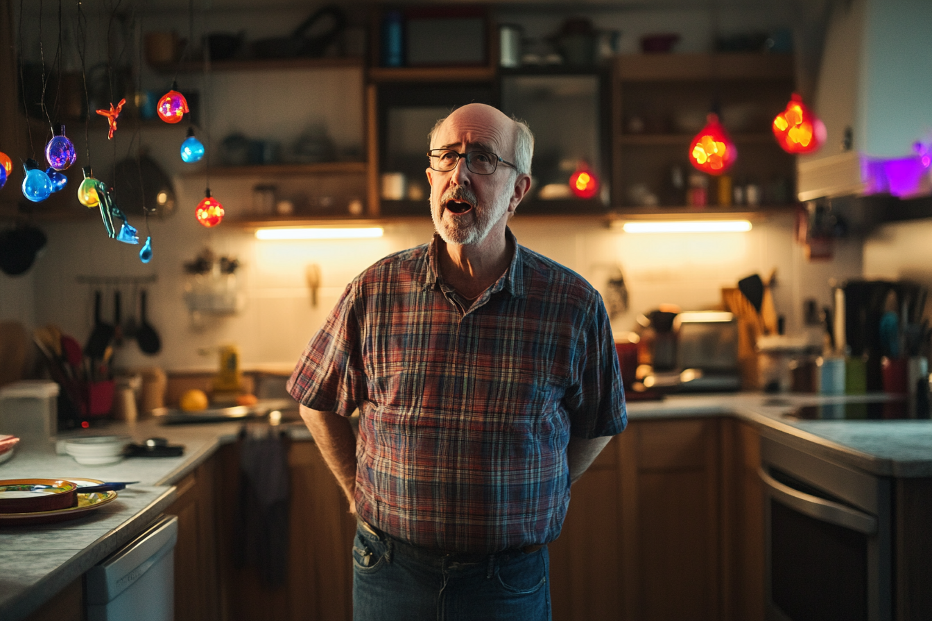 Un homme qui parle dans une cuisine | Source : Midjourney