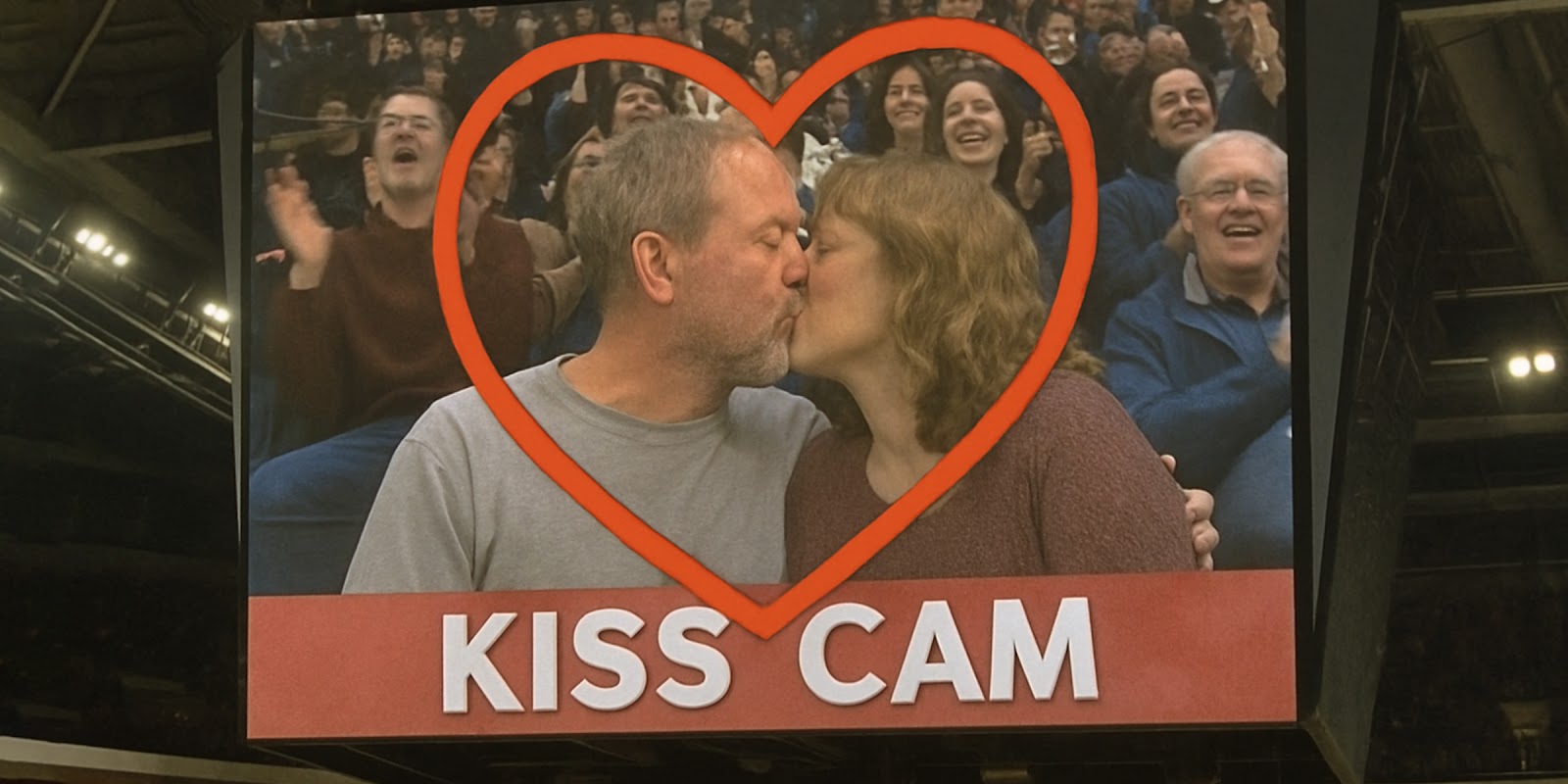 Un couple filmé par la Kiss Cam. | Source : Sora