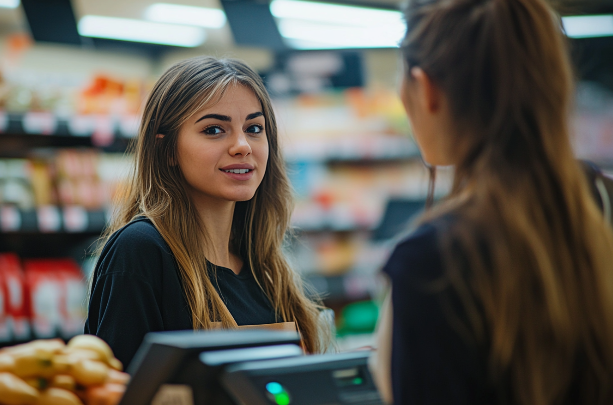 Une caissière s'adressant à son responsable | Source : Midjourney